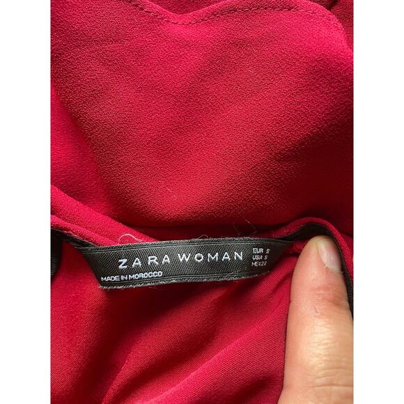 Zara Women's Red Tiered Peplum Top Blouse sz S - Picture 5 of 8